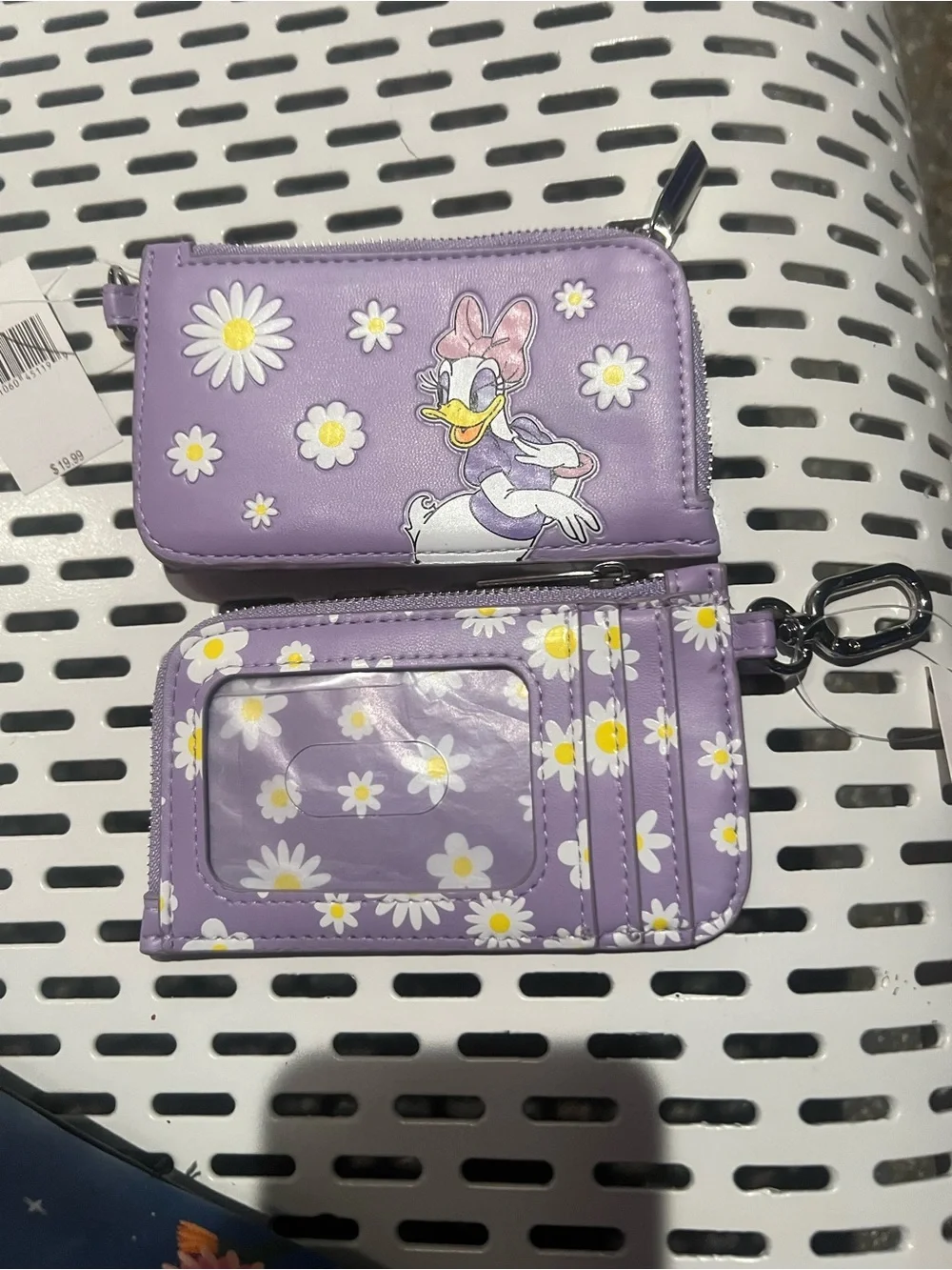 Daisy-Print Lavender Kids Card Wallet with Character Accent